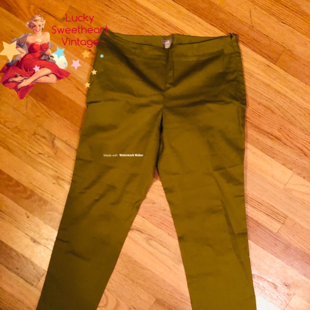 J. Jill cropped stretchy-trousers in Olive Green
